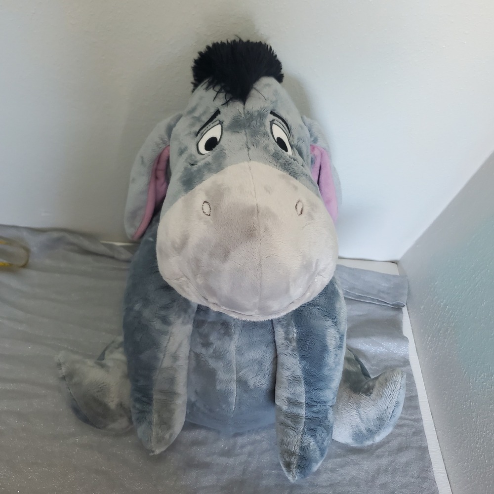 Disney‎ Eeyore Plush Stuffed Animal Large Sitting Donkey Pink Bow Tail Pooh